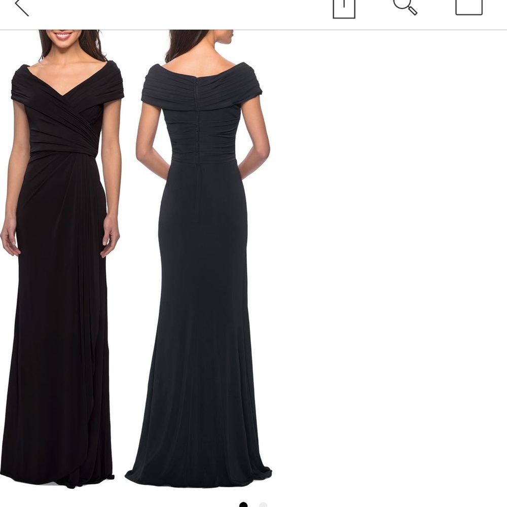 La Femme Ruched Jersey Column Gown